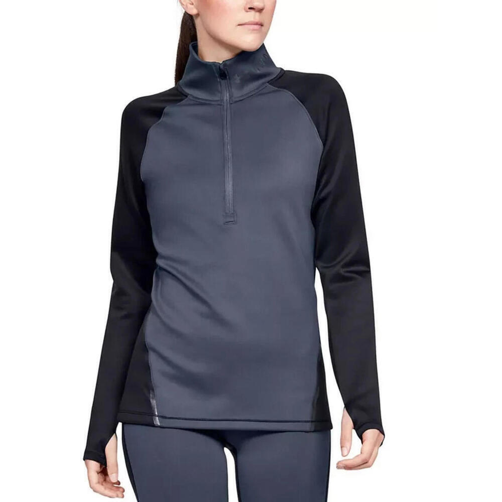 New Women's Under Armour ColdGear Colorblock Half-Zip Training Top, Size: Small - Picture 1 of 3